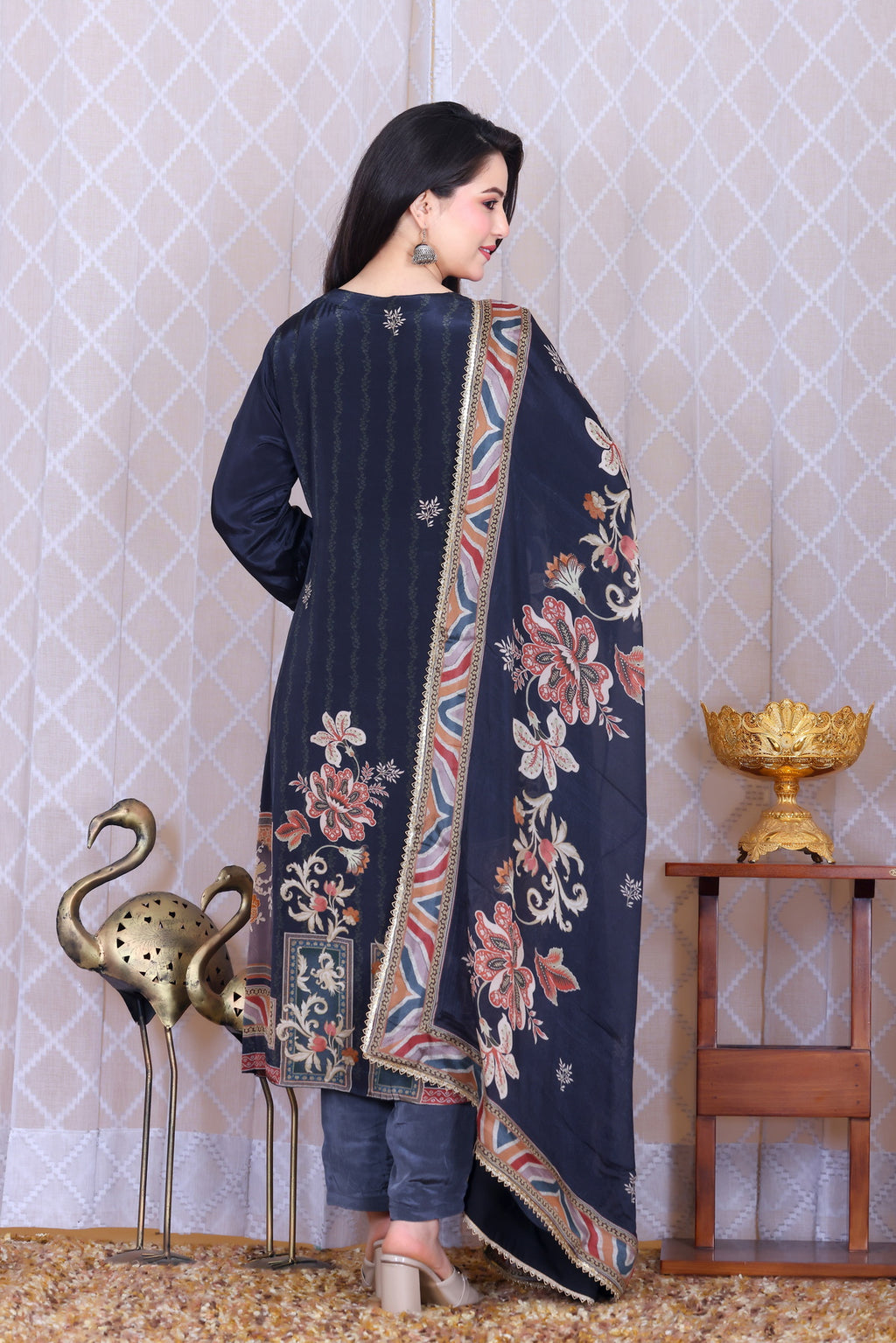 Zarif Midnight Bloom Unstitched Crepe Set - Label Tu Hai