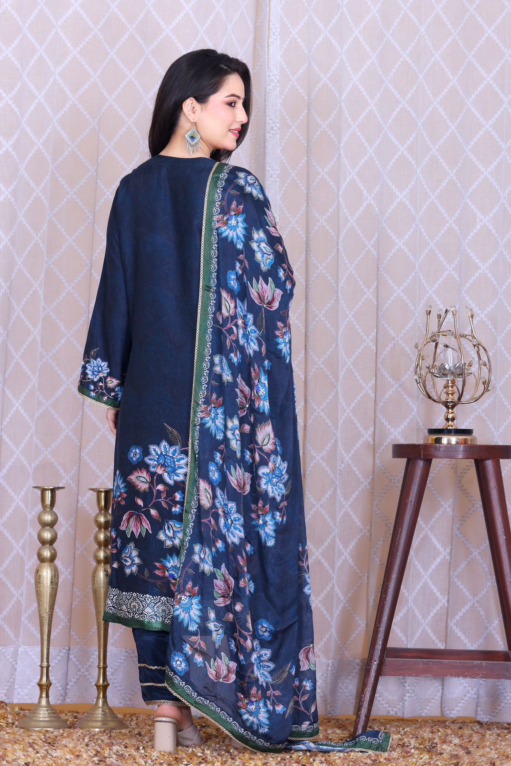 Neelara Floral Veil Unstitched Crepe Set - Label Tu Hai