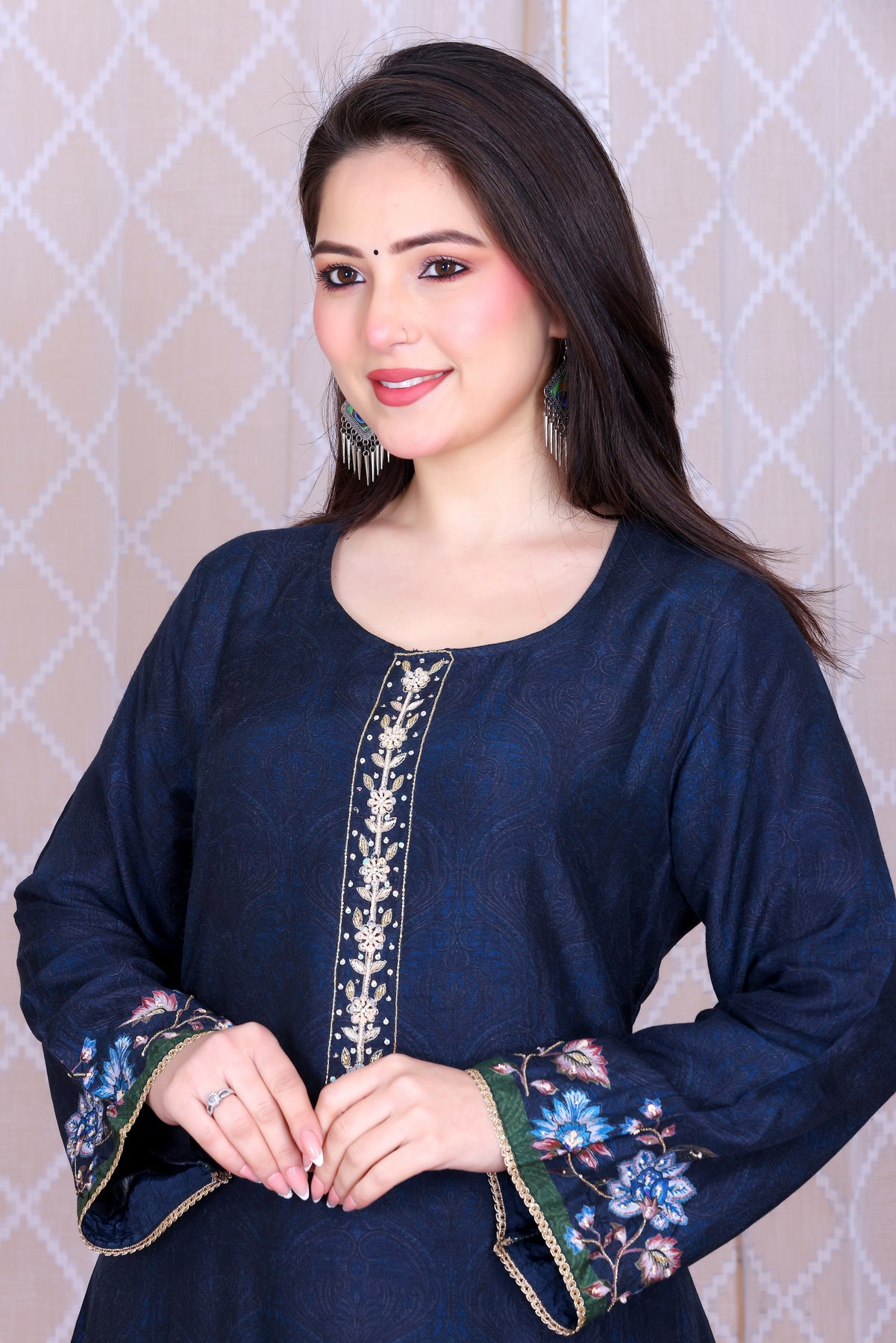 Neelara Floral Veil Unstitched Crepe Set - Label Tu Hai