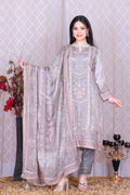 Saira Mist Grey Unstitched Crepe Set - Label Tu Hai