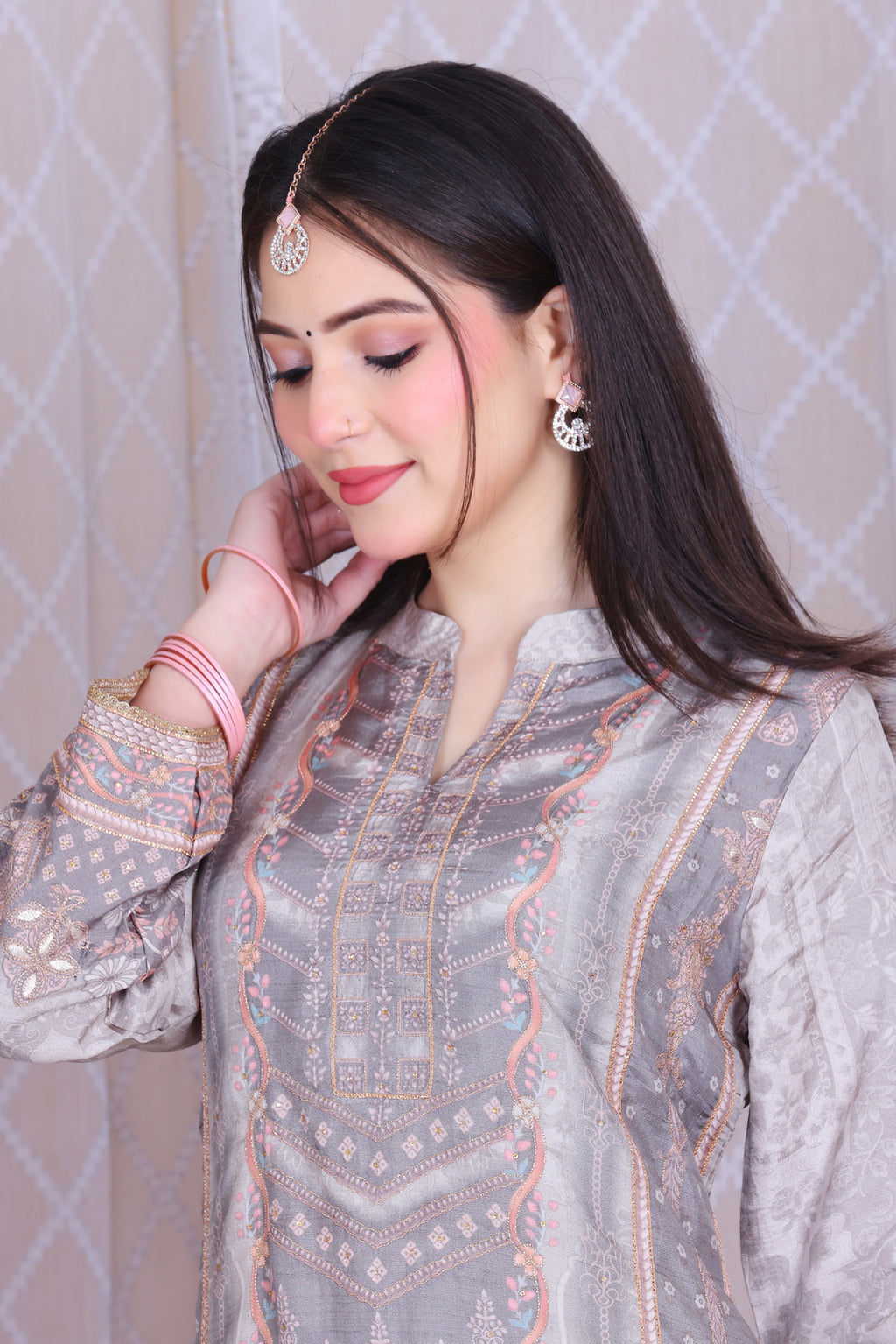 Saira Mist Grey Unstitched Crepe Set - Label Tu Hai