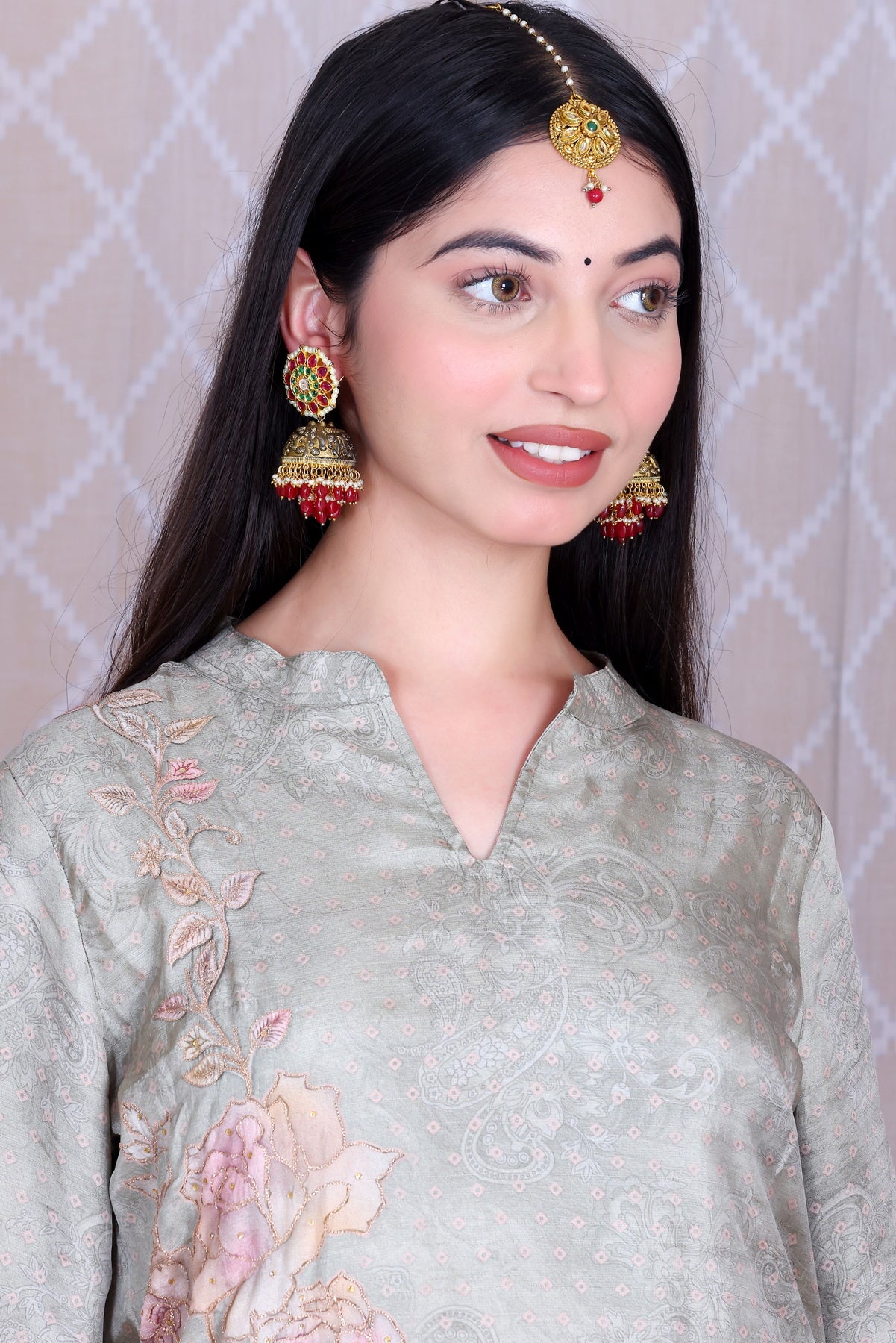 Aabroo Sage Bloom Unstitched Crepe Set - Label Tu Hai