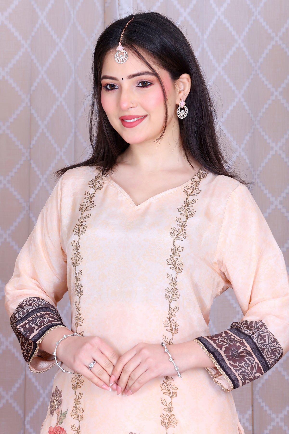 Meher Blush Garden Unstitched Crepe Set - Label Tu Hai