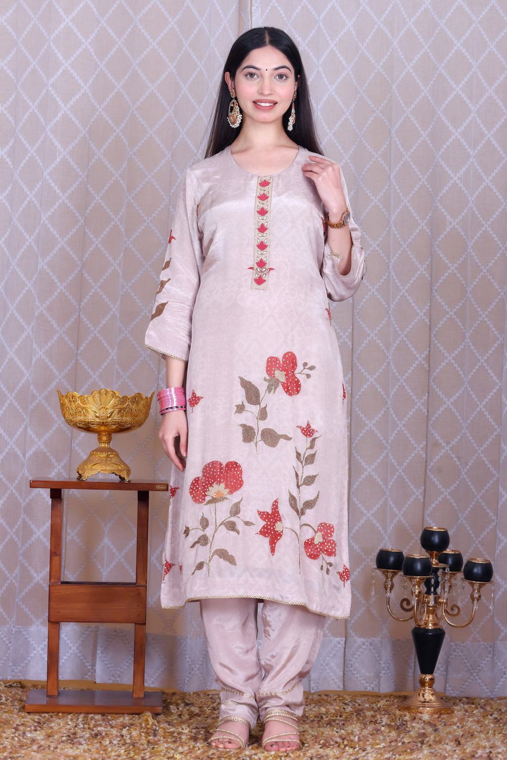 Eshal Rosé Bloom Unstitched Crepe Set - Label Tu Hai