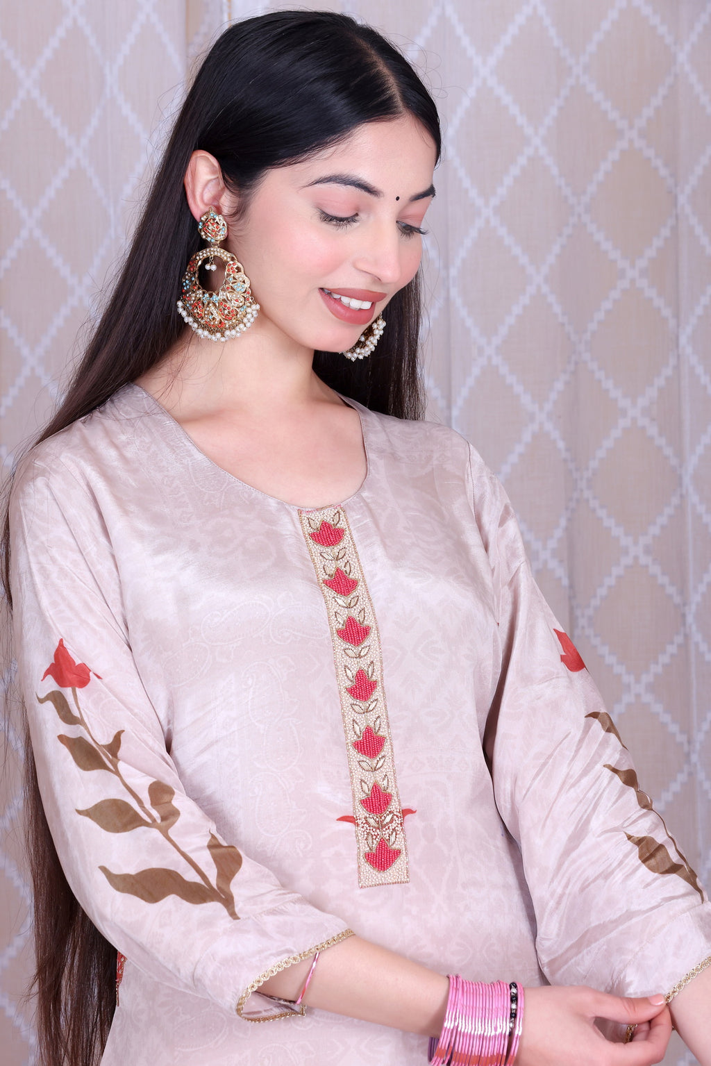 Eshal Rosé Bloom Unstitched Crepe Set - Label Tu Hai