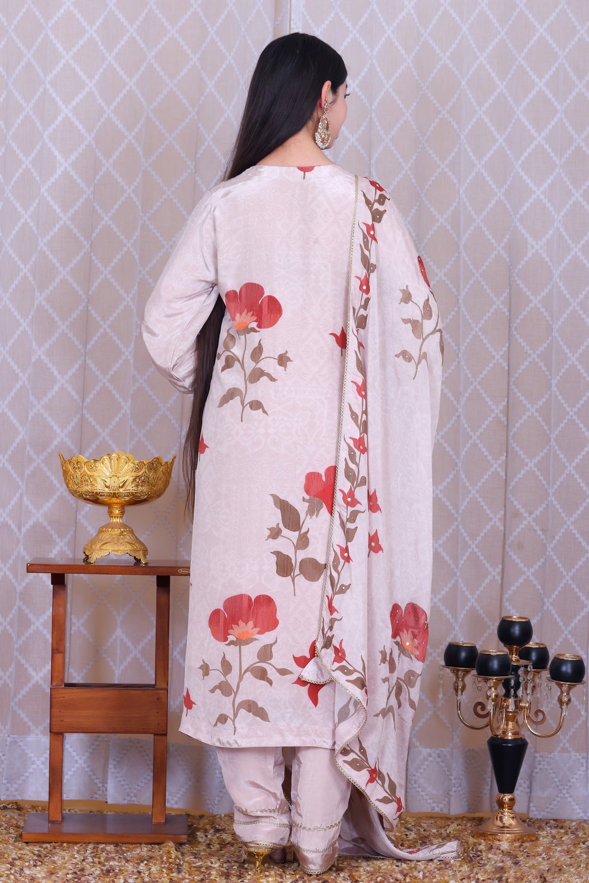 Eshal Rosé Bloom Unstitched Crepe Set - Label Tu Hai