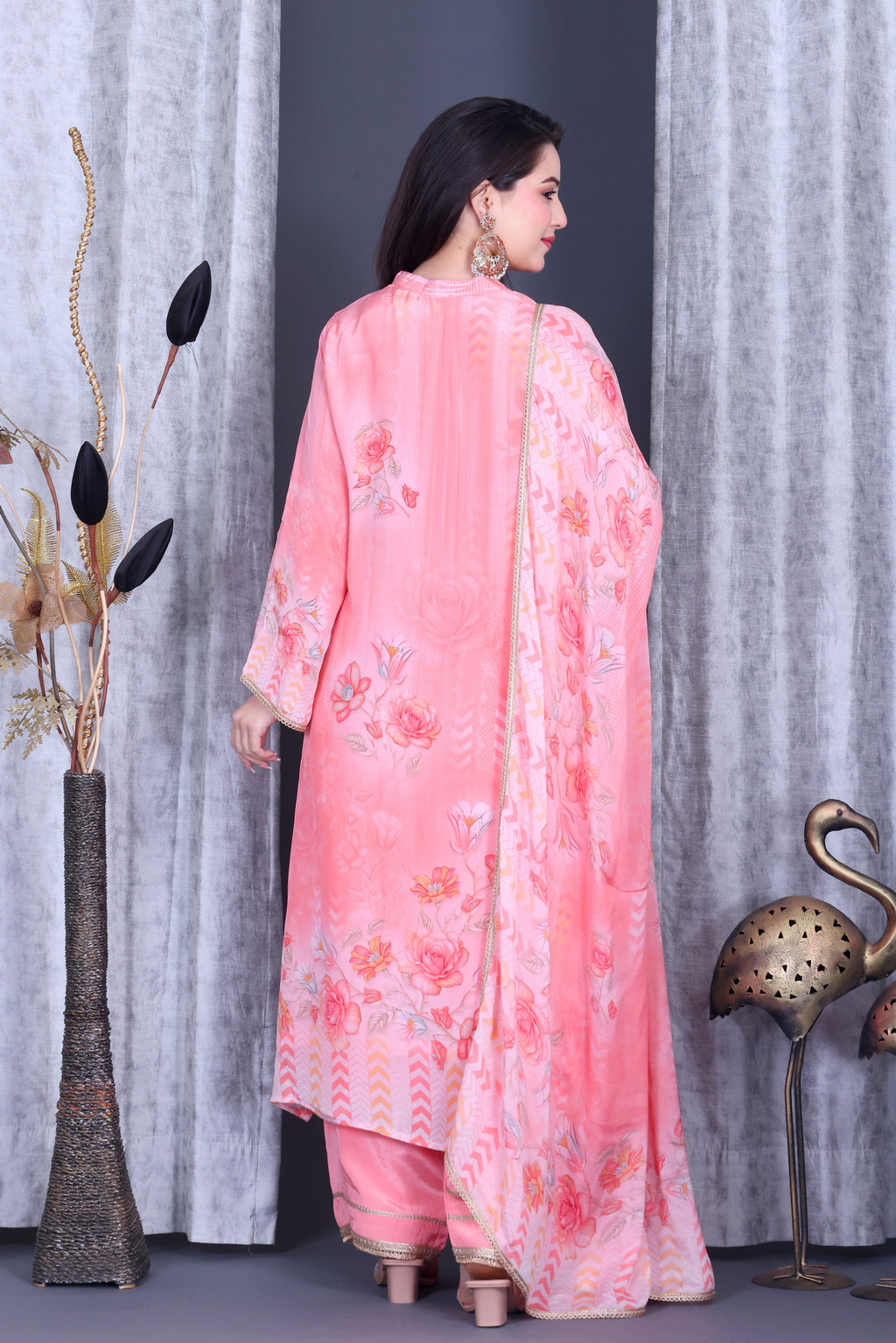 Gulbahaar Coral Bloom Unstitched Crepe Set - Label Tu Hai