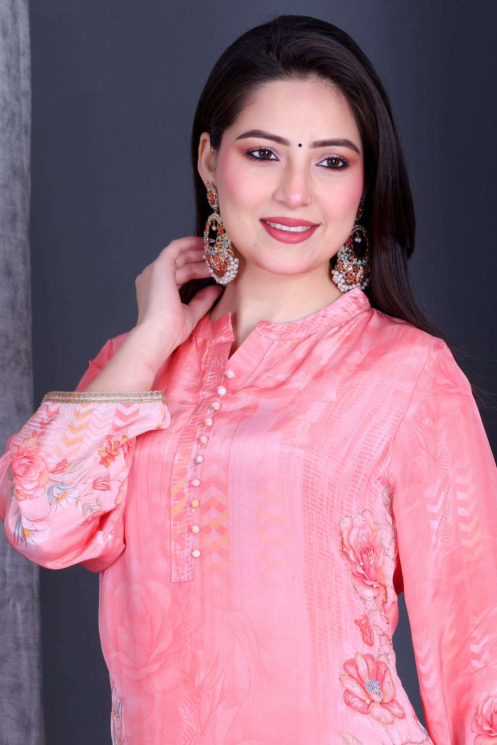 Gulbahaar Coral Bloom Unstitched Crepe Set - Label Tu Hai