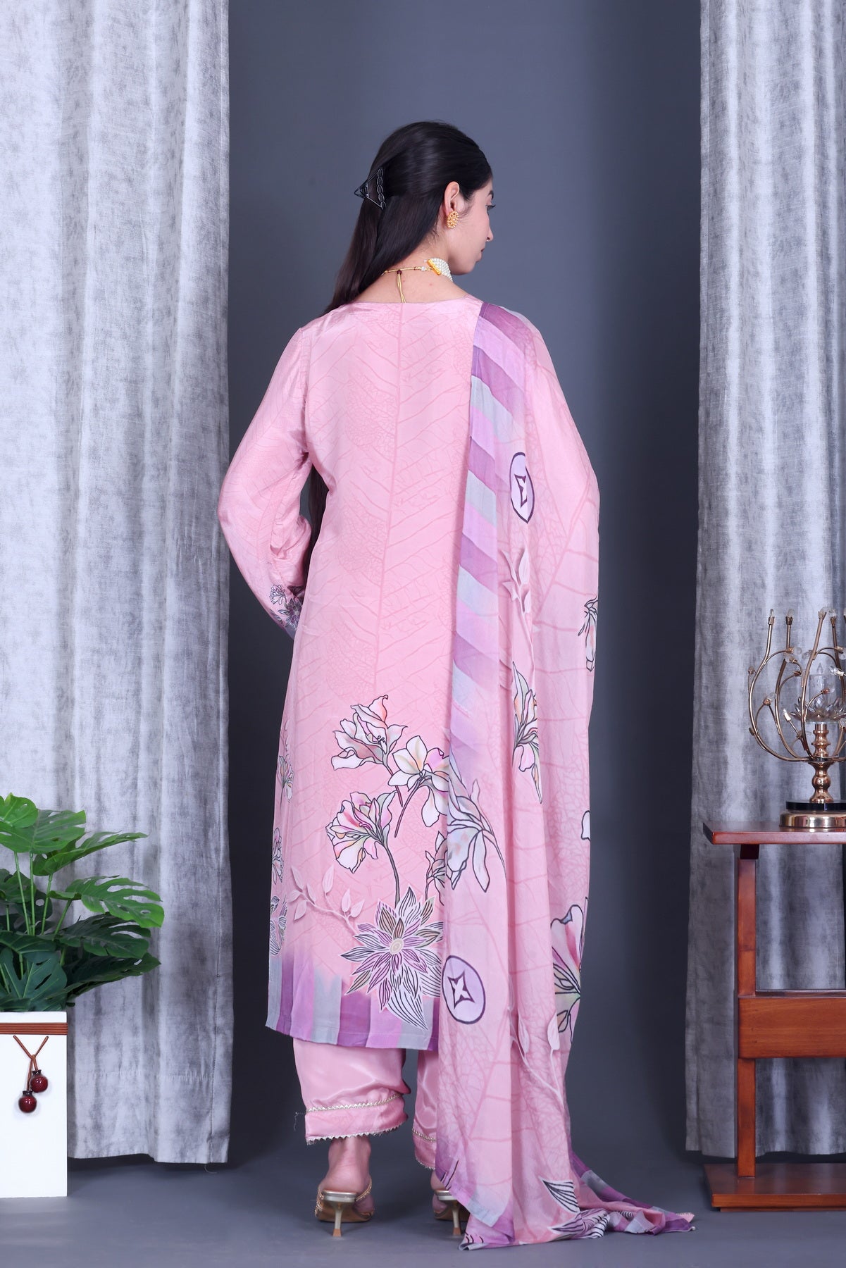 Noor-e-Gul Blush Unstitched Crepe Set - Label Tu Hai