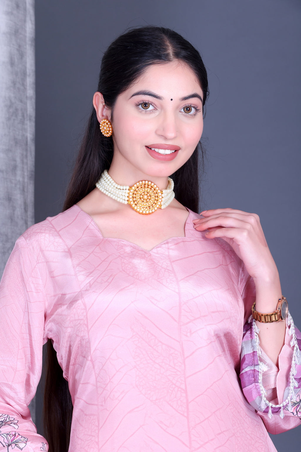 Noor-e-Gul Blush Unstitched Crepe Set - Label Tu Hai