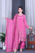Gulzar Pink Unstitched Crepe Set - Label Tu Hai