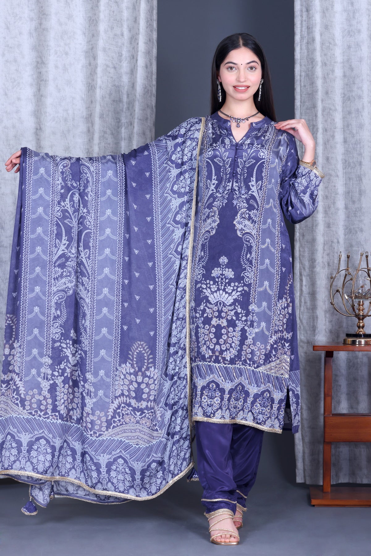 Zehra Neel Jaal Unstitched Crepe Set - Label Tu Hai