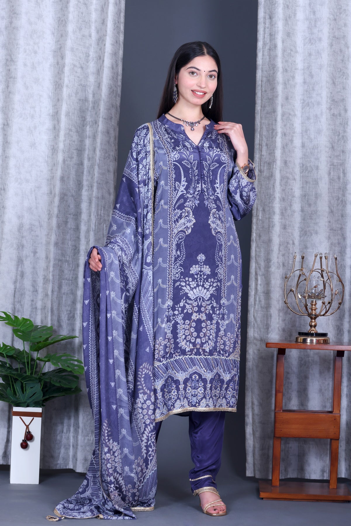 Zehra Neel Jaal Unstitched Crepe Set - Label Tu Hai