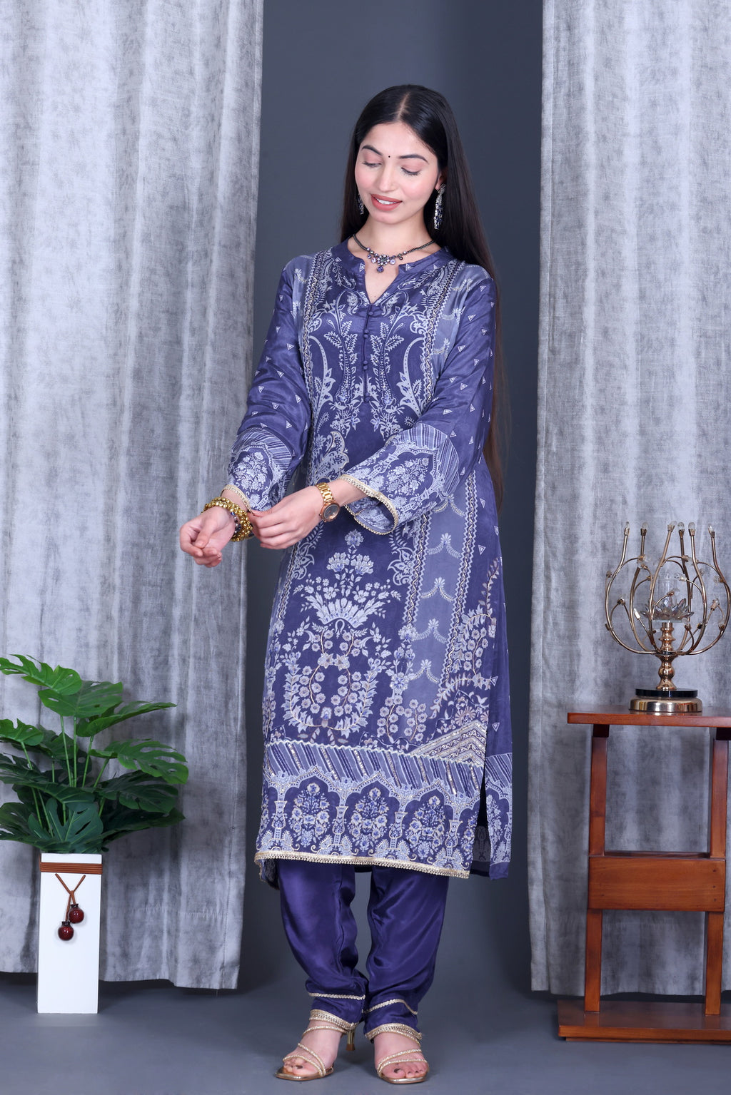 Zehra Neel Jaal Unstitched Crepe Set - Label Tu Hai