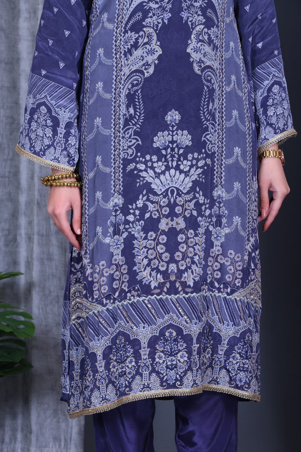 Zehra Neel Jaal Unstitched Crepe Set - Label Tu Hai