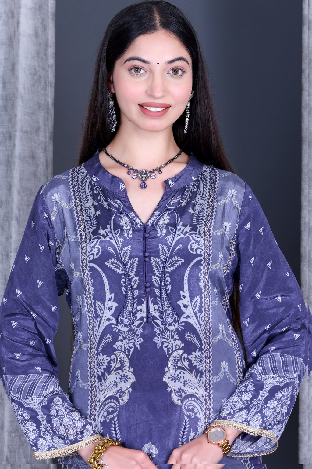 Zehra Neel Jaal Unstitched Crepe Set - Label Tu Hai