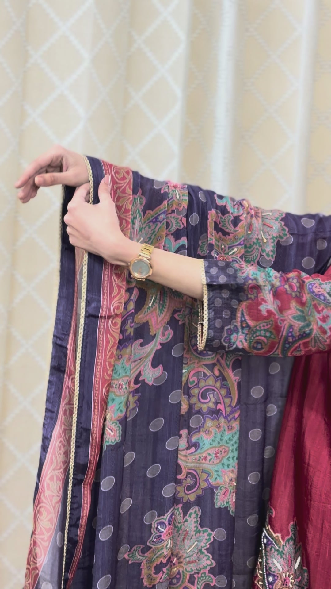 Rangrez Crimson Unstitched Crepe Set