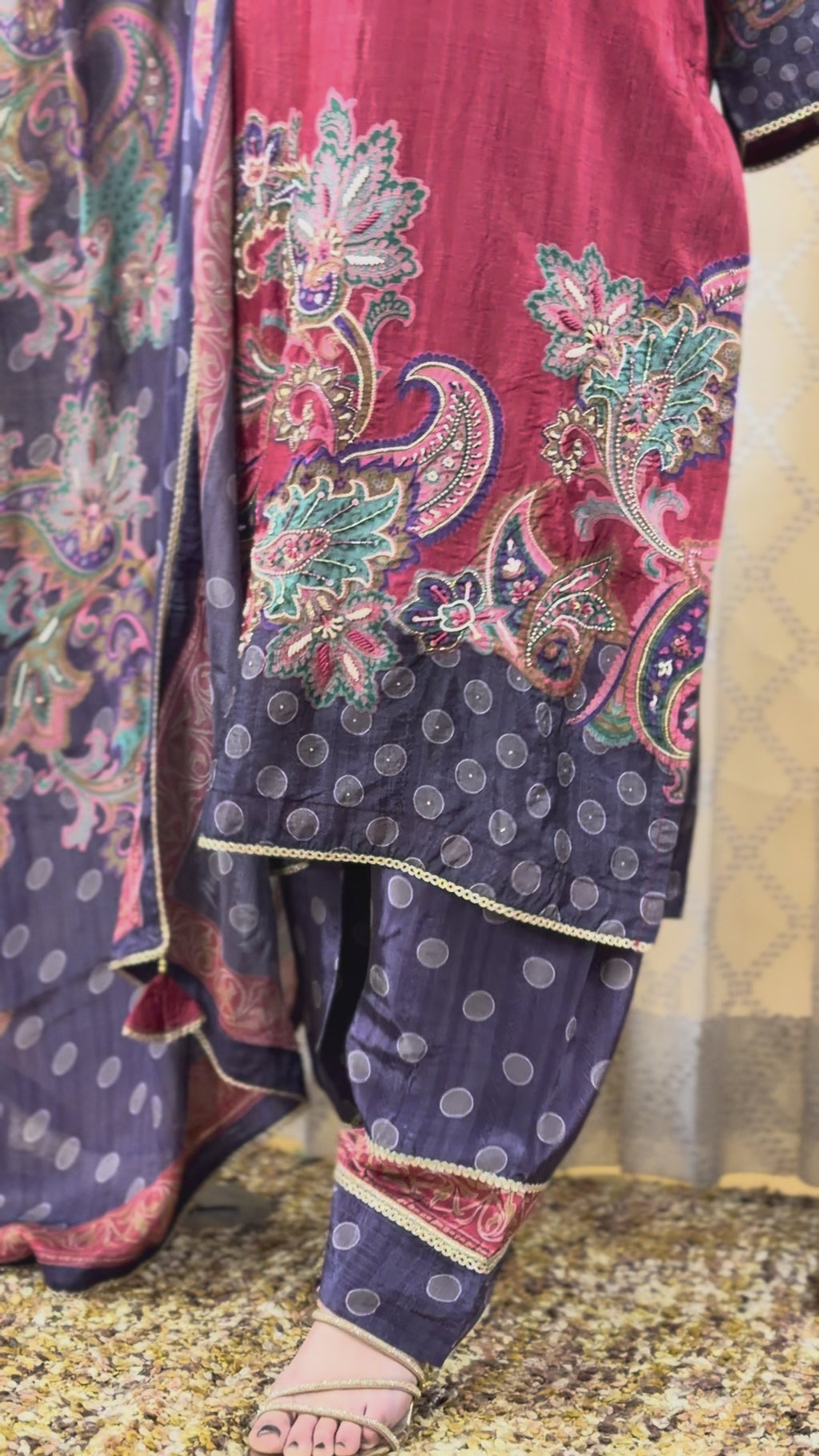 Rangrez Crimson Unstitched Crepe Set